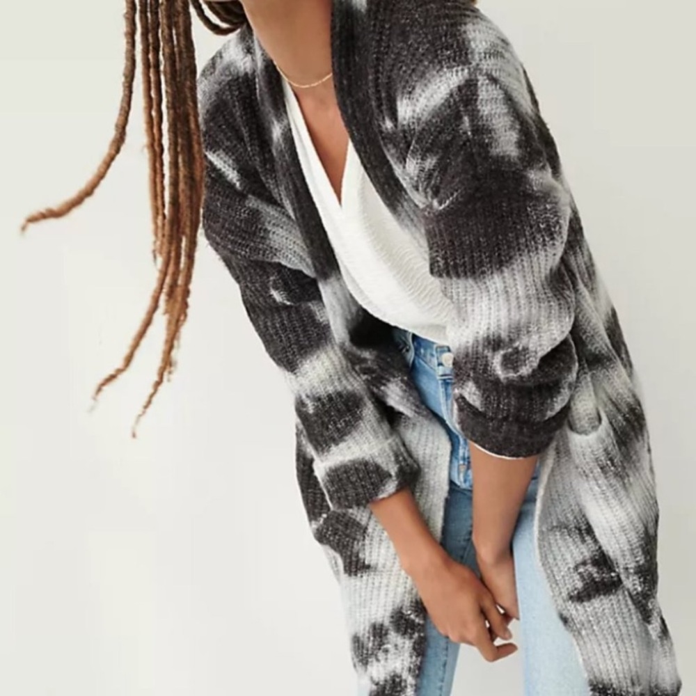 NWOT Anthropologie Avalon Tie-Dye Hippie Festival Black Cardigan Sweater XS